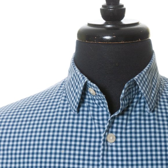 Vince Blue Gingham Check Casual Shirt - Picture 3 of 5